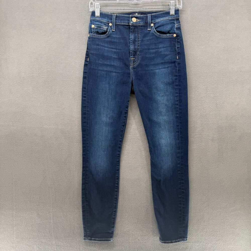 7 For All Mankind Jeans Womens High Rise Skinny Dark Indigo Size 26